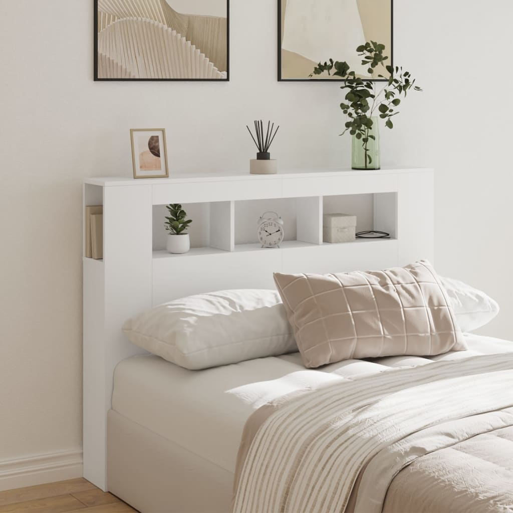 vidaXL LED Headboard White 140x18.5x103.5 cm Engineered Wood