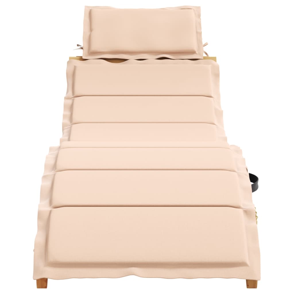 vidaXL Sun Lounger with Cushion Beige Solid Wood Acacia