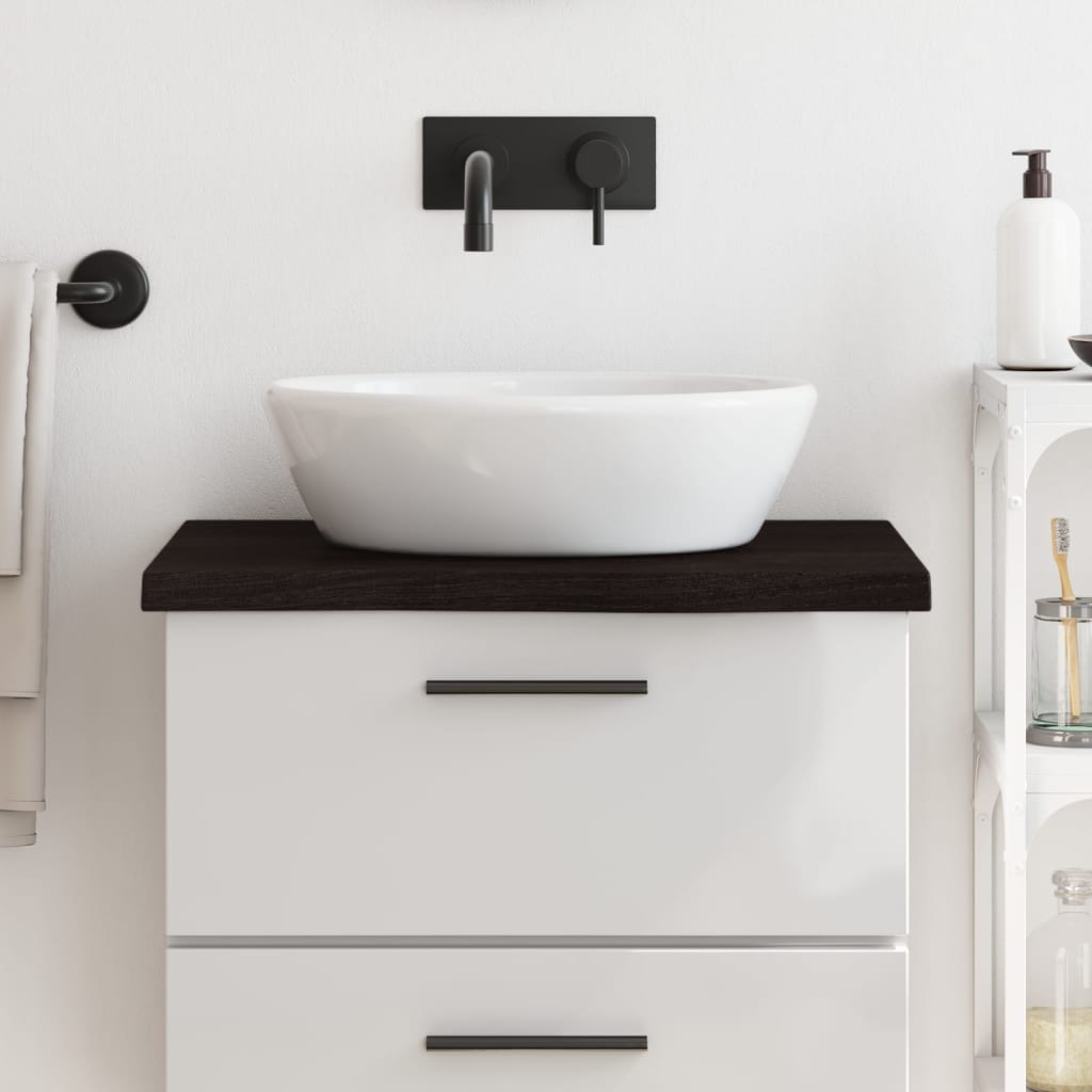 vidaXL Bathroom Countertop Dark Brown 60x60x(2-4) cm Treated Solid Wood