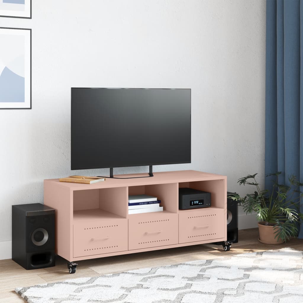 vidaXL TV Cabinet Pink 100.5x39x43.5 cm Steel