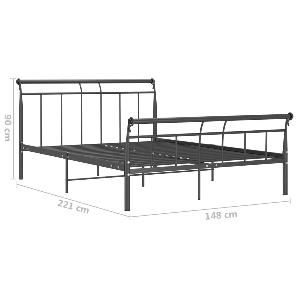 vidaXL Bed Frame without Mattress Black Metal 140x200 cm