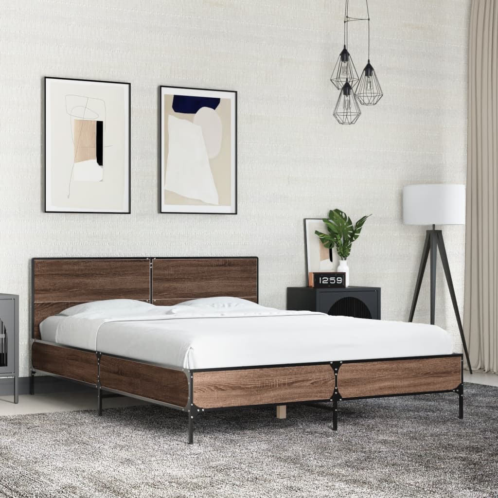 vidaXL Bed Frame without Mattress Brown Oak 120x200 cm