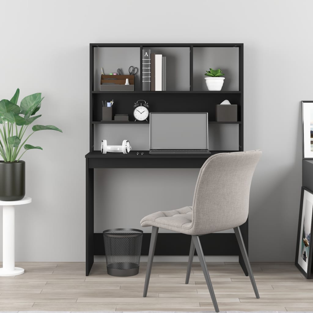 vidaXL Desk with Shelves Black 102x45x148 cm Engineered Wood