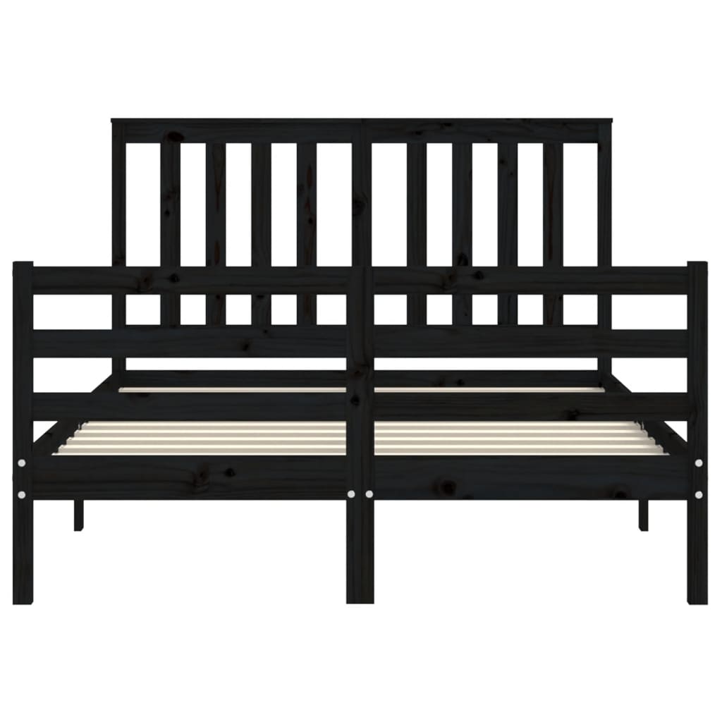 vidaXL Bed Frame without Mattress Black 120x200 cm Solid Wood