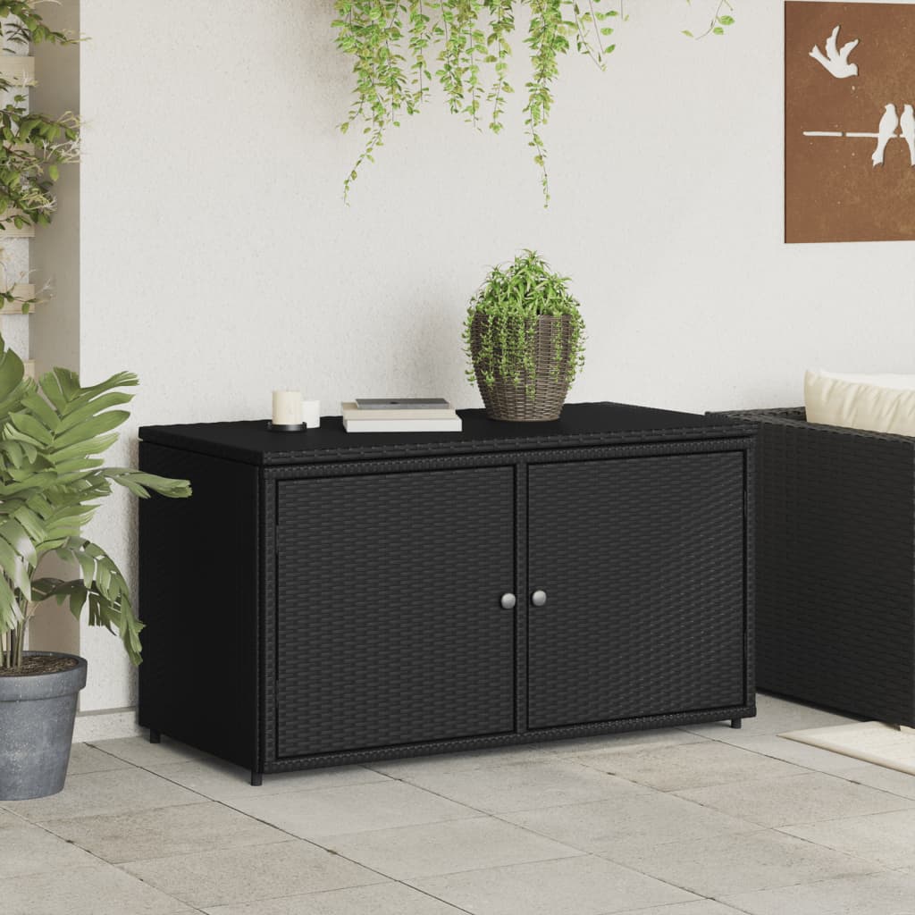 vidaXL Garden Storage Cabinet Black 110x55x60.5 cm Poly Rattan