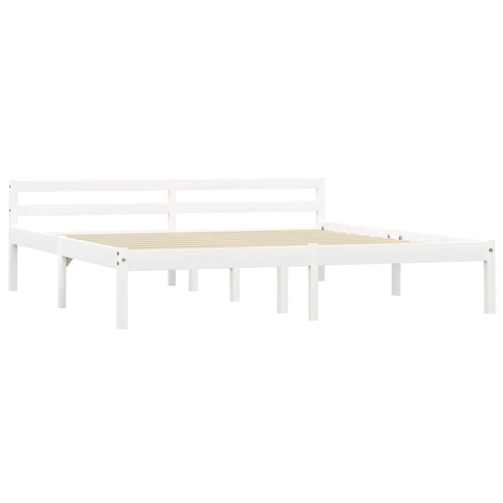 vidaXL Bed Frame without Mattress White Solid Pine Wood 180x200 cm Super King