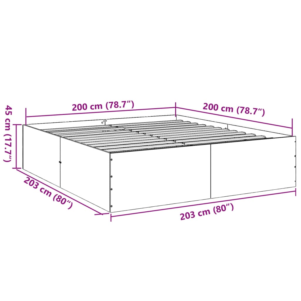 vidaXL Bed Frame without Mattress Sonoma Oak 200x200 cm