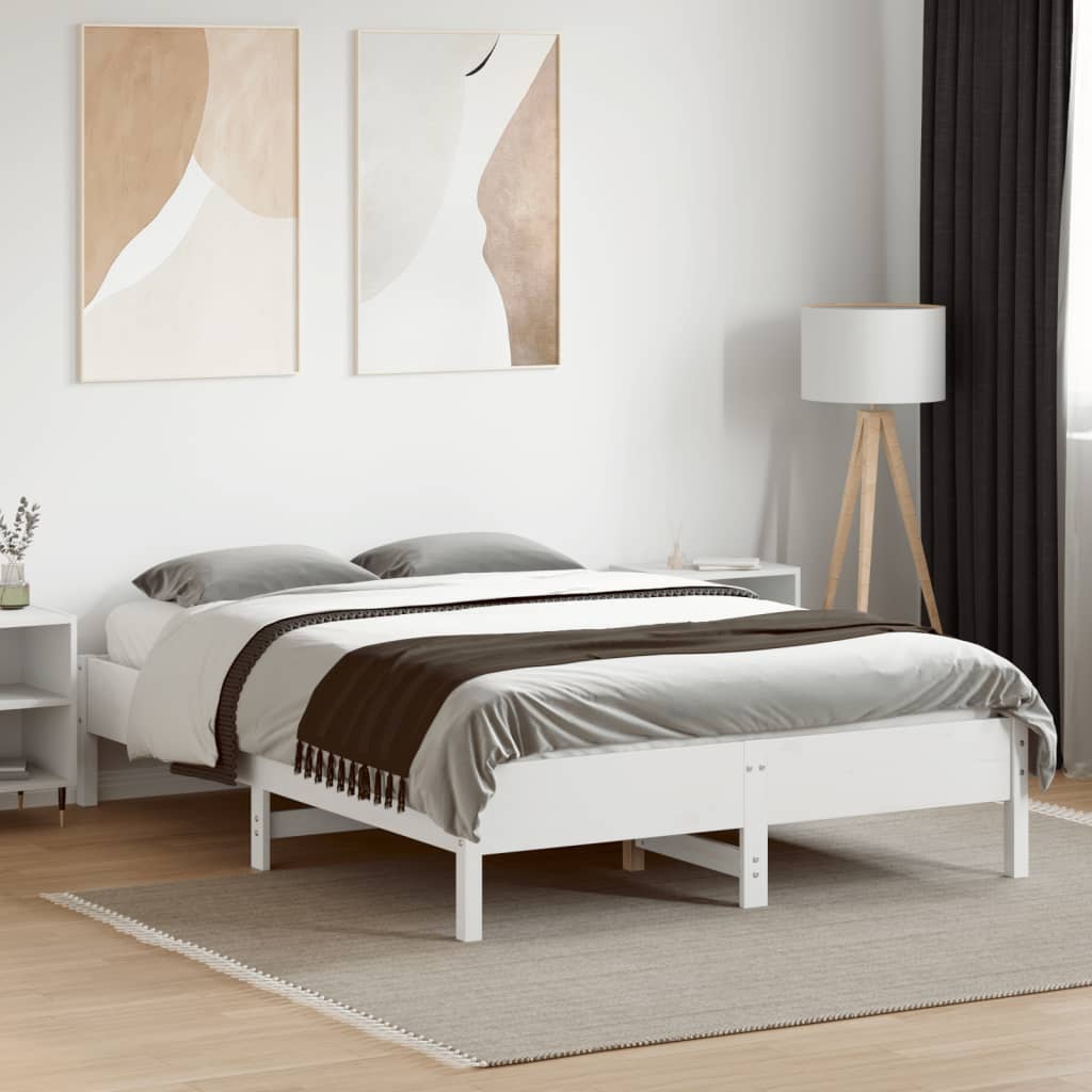 vidaXL Bed Frame without Mattress White 120x190 cm Small Double Solid Wood Pine