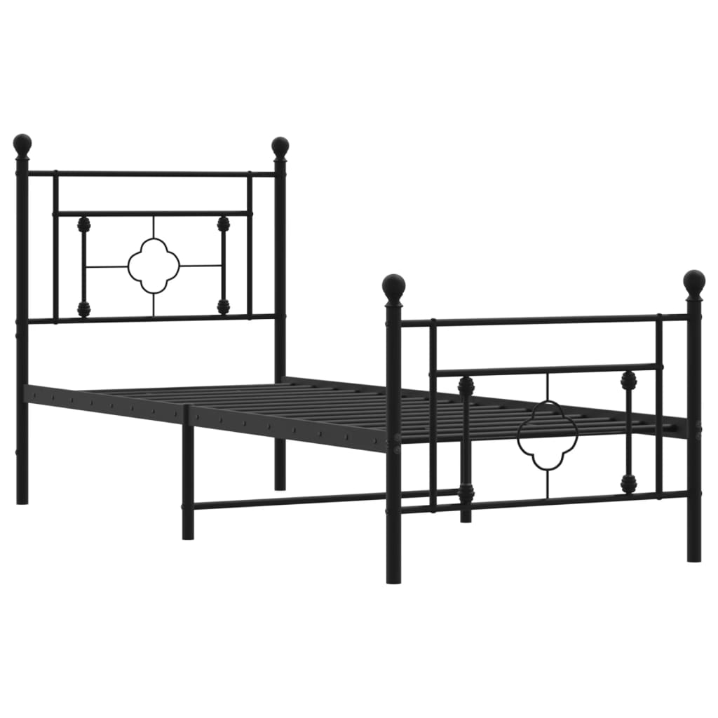 vidaXL Metal Bed Frame without Mattress with Footboard Black 80x200 cm