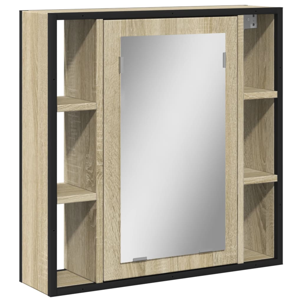 vidaXL Bathroom Mirror Cabinet Sonoma Oak 60x16x60 cm Engineered Wood