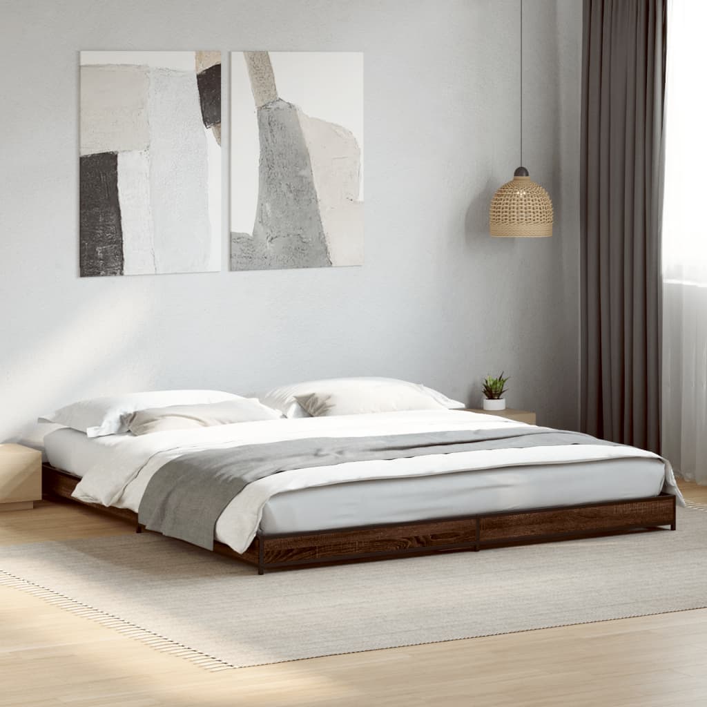 vidaXL Bed Frame without Mattress Brown Oak 200x200 cm