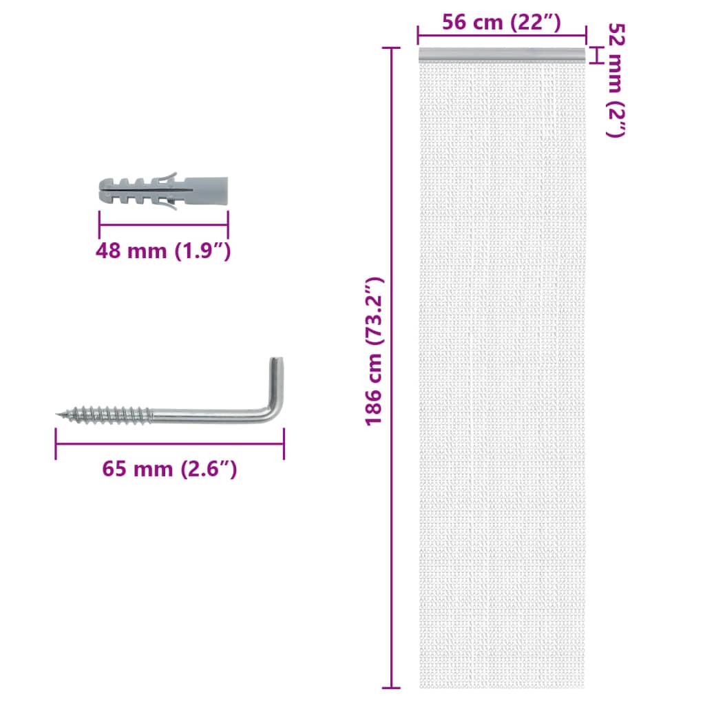 vidaXL Chain Door Fly Screen 56x186 cm Aluminium