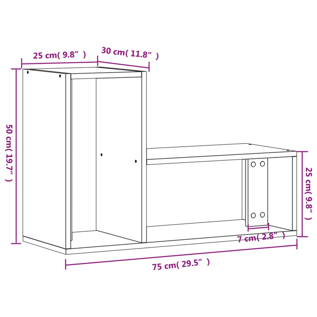 vidaXL TV Cabinets 2 pcs Grey Sonoma 75x30x50 cm Engineered Wood