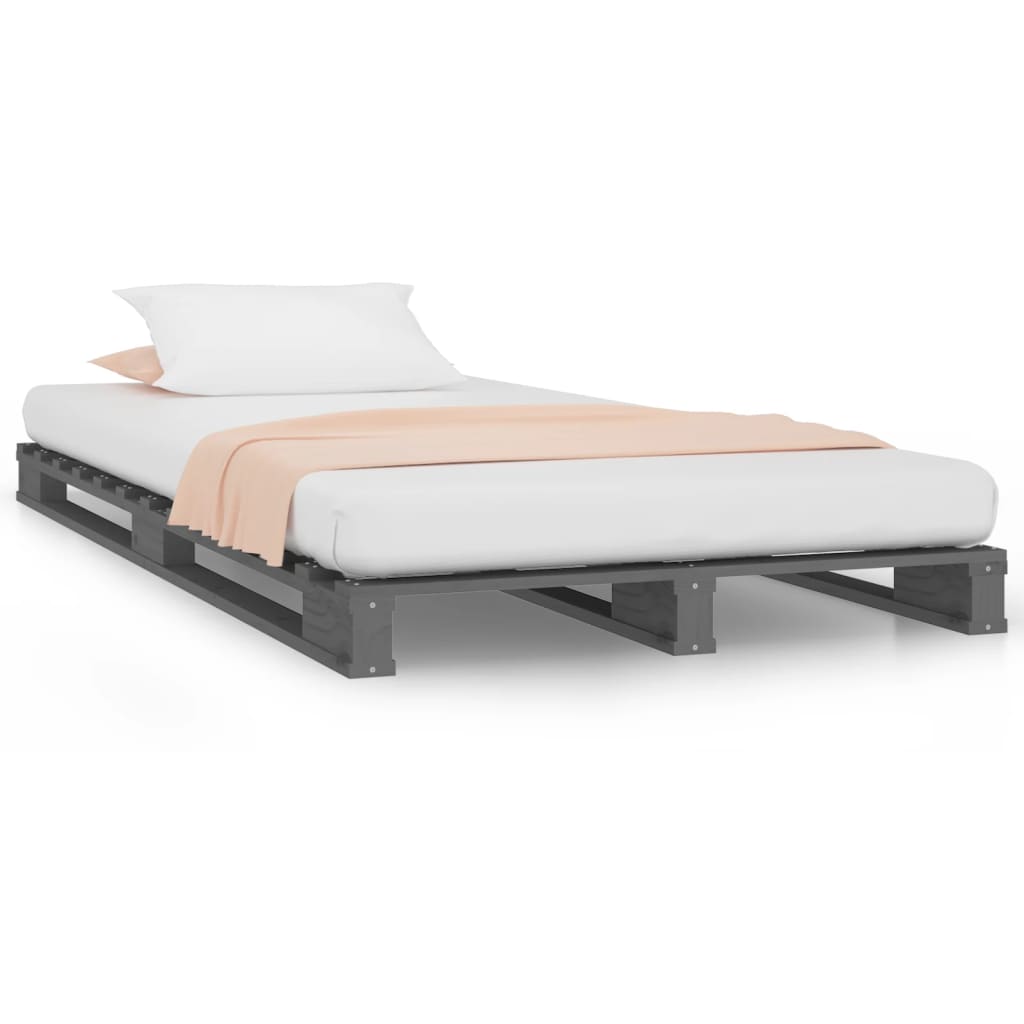 vidaXL Pallet Bed without Mattress Grey 100x200 cm Solid Wood