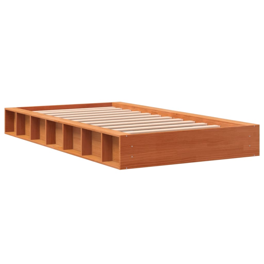 vidaXL Bed Frame without Mattress Wax Brown 100x200 cm Solid Wood Pine