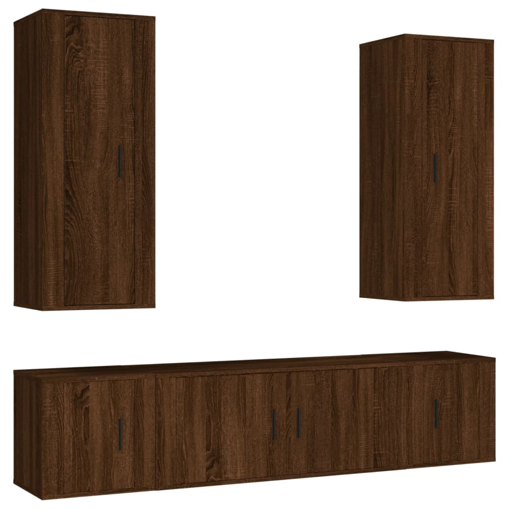 vidaXL 5 Piece TV Cabinet Set Brown Oak Engineered Wood