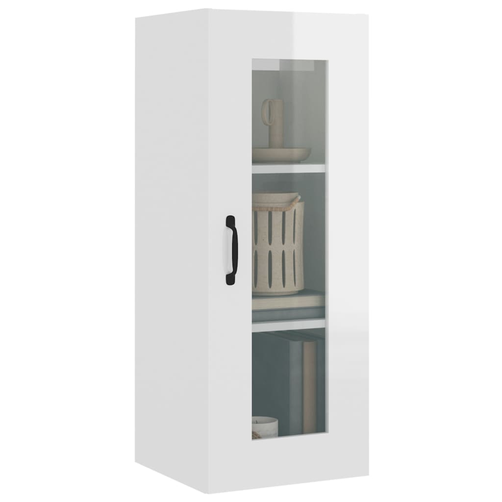 vidaXL Hanging Wall Cabinet High Gloss White 34.5x34x90 cm