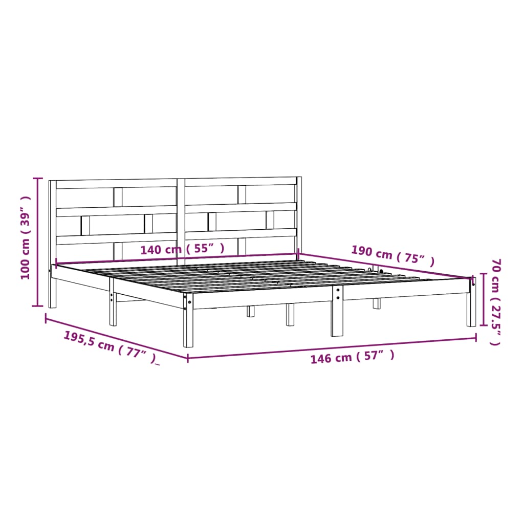 vidaXL Bed Frame without Mattress Solid Wood 140x190 cm (809997+814194)