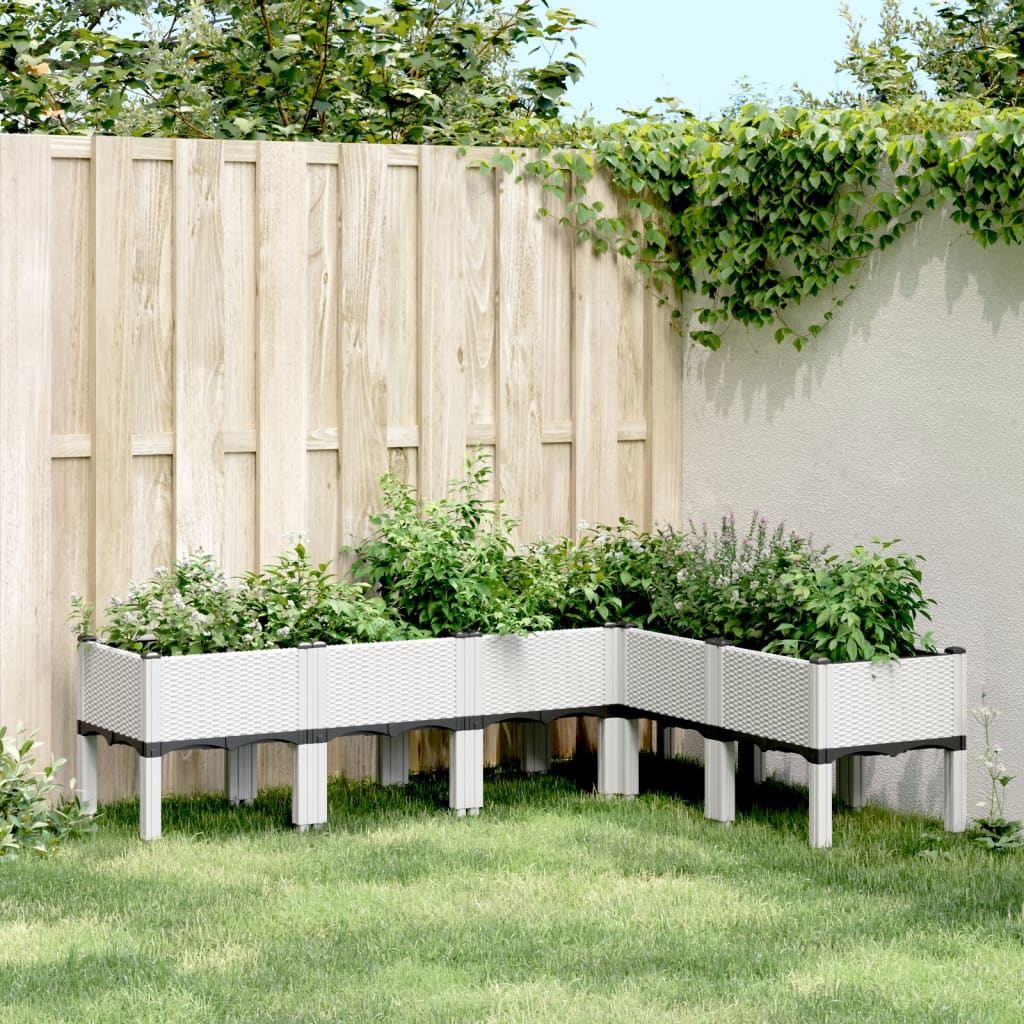 vidaXL Garden Planter with Legs White 160x120x42 cm PP