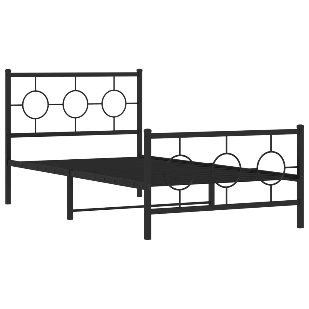 vidaXL Metal Bed Frame without Mattress with Footboard Black 100x200 cm