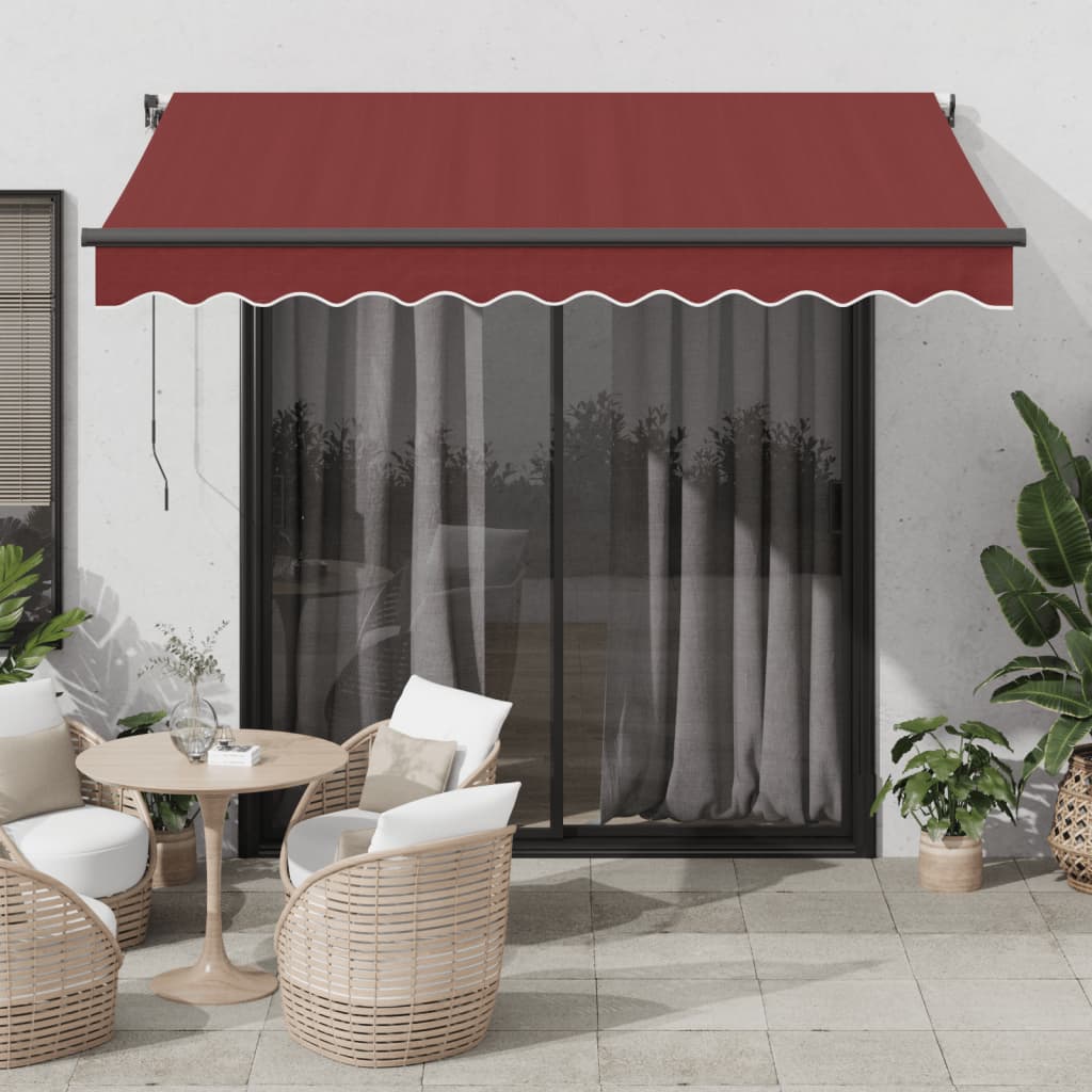 vidaXL Automatic Retractable Awning with LEDs Burgundy 300x250 cm