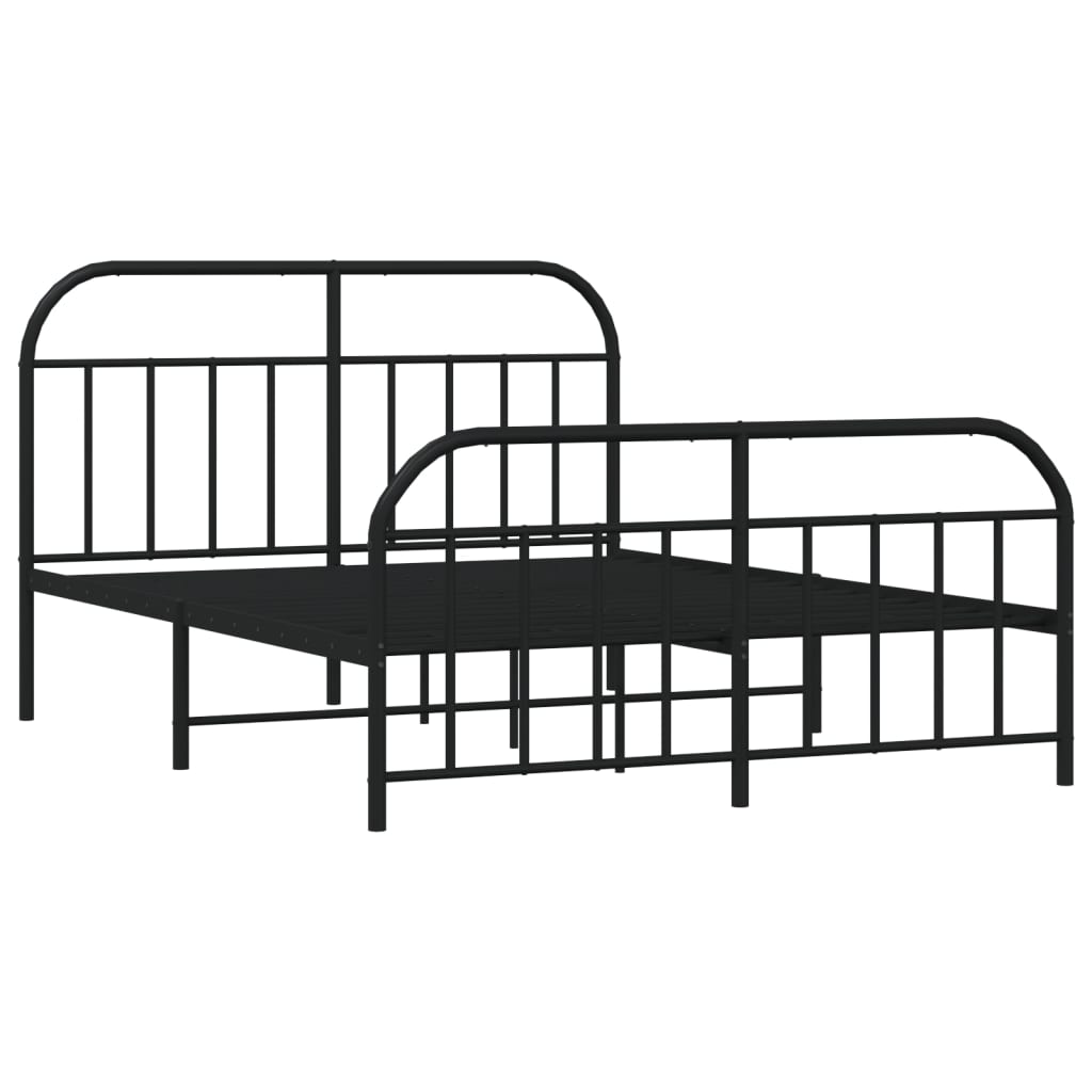 vidaXL Metal Bed Frame without Mattress with Footboard Black 183x213 cm