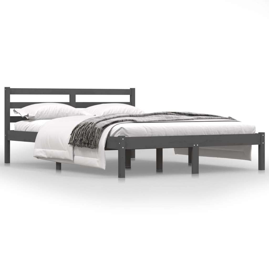 vidaXL Bed Frame without Mattress 135x190 cm Double Grey Double