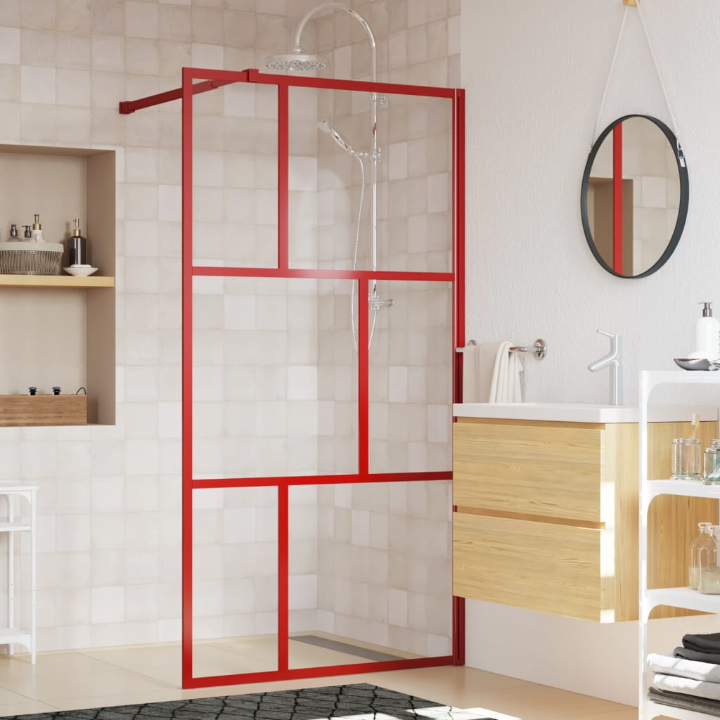 vidaXL Walk-in Shower Wall with Clear ESG Glass Red 115x195 cm