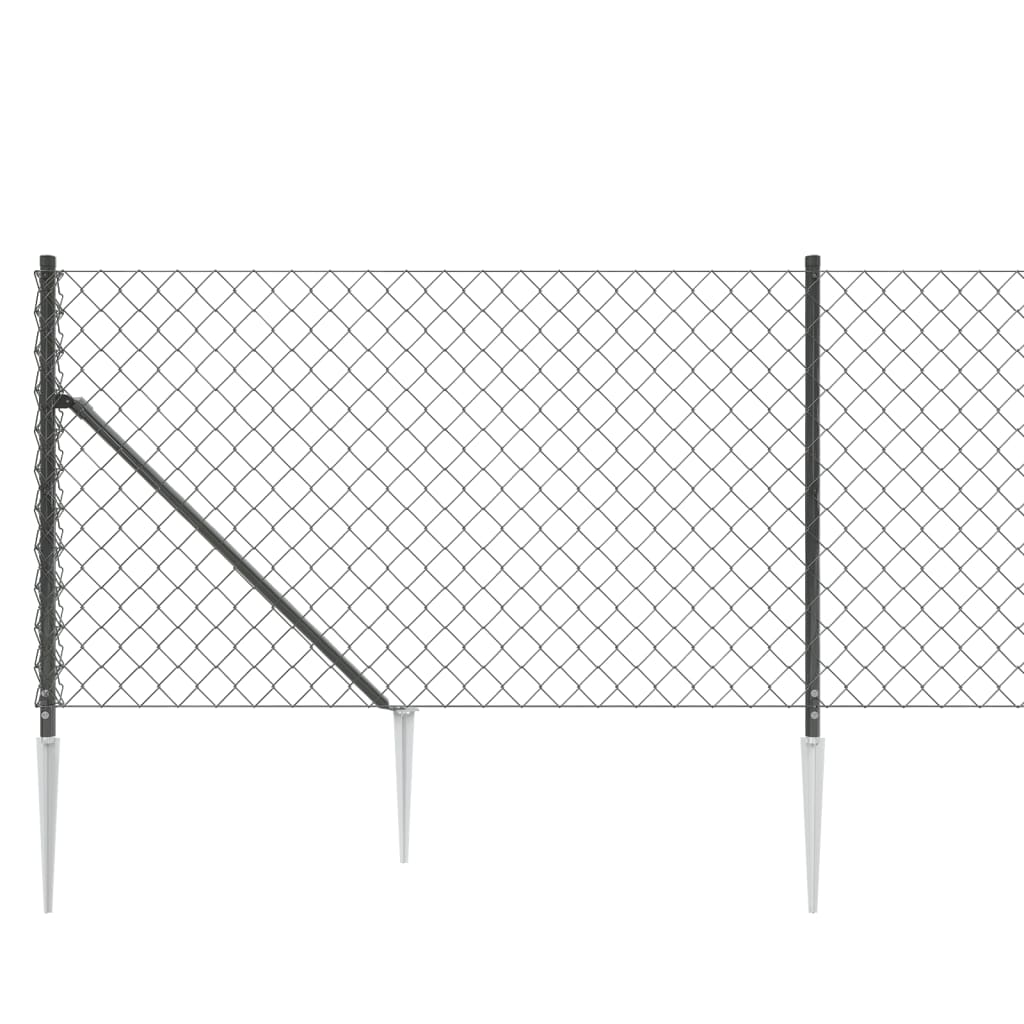 vidaXL Chain Link Fence with Spike Anchors Anthracite 1.1x10 m