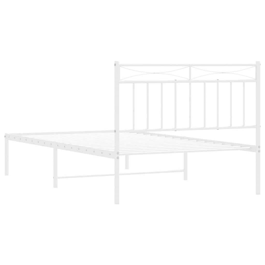 vidaXL Metal Bed Frame without Mattress with Headboard White 107x203 cm