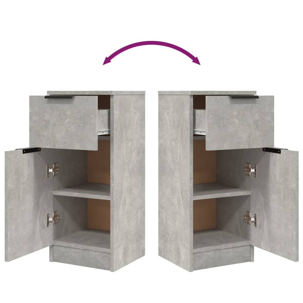 vidaXL Sideboards 2 pcs Concrete Grey 30x30x70 cm Engineered Wood