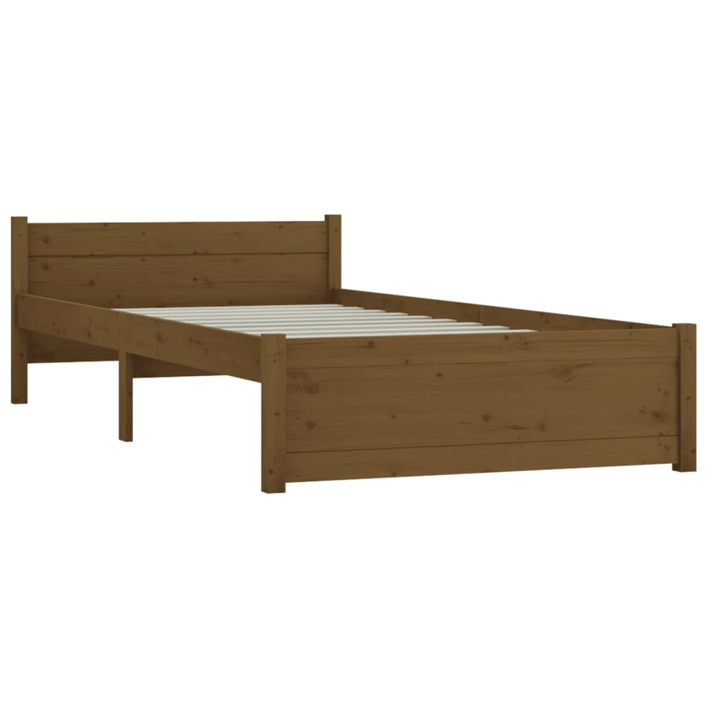 vidaXL Bed Frame without Mattress Honey Brown Solid Wood 90x190 cm Single