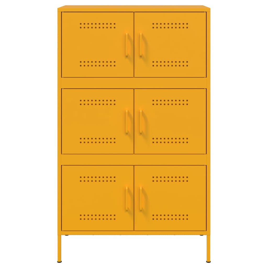 vidaXL Highboard Mustard Yellow 68x39x113 cm Steel