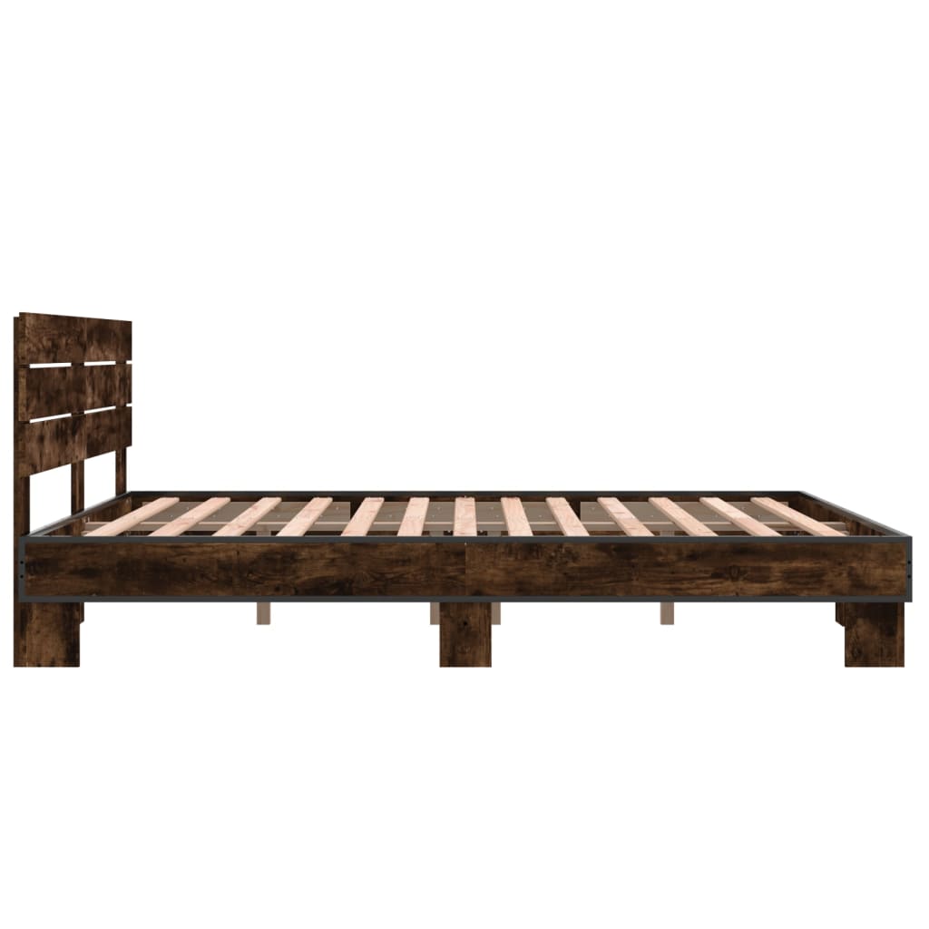 vidaXL Bed Frame without Mattress Smoked Oak 150x200 cm King Size