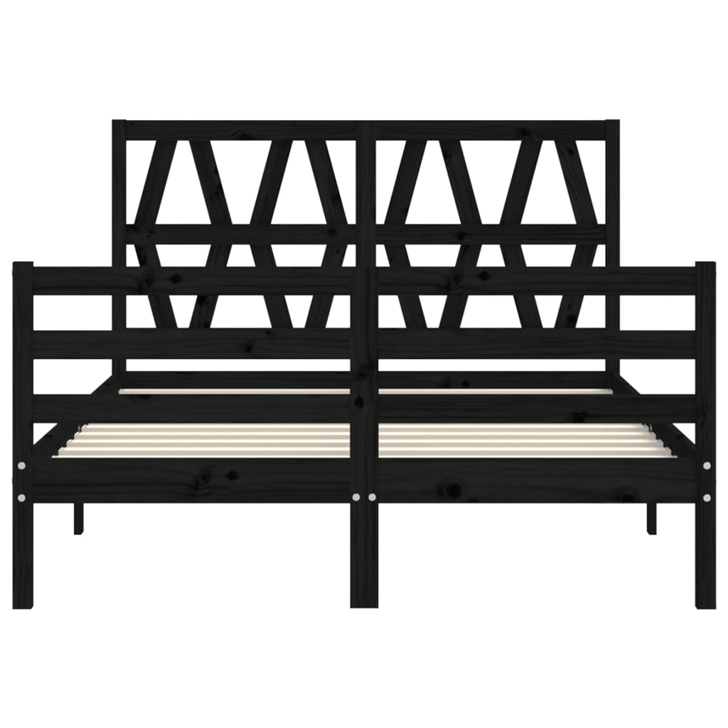 vidaXL Bed Frame with Headboard Black 120x200 cm Solid Wood