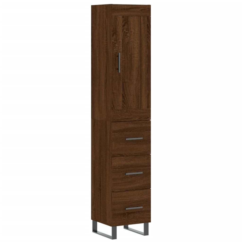 vidaXL Highboard Brown Oak 34.5x34x180 cm Engineered Wood