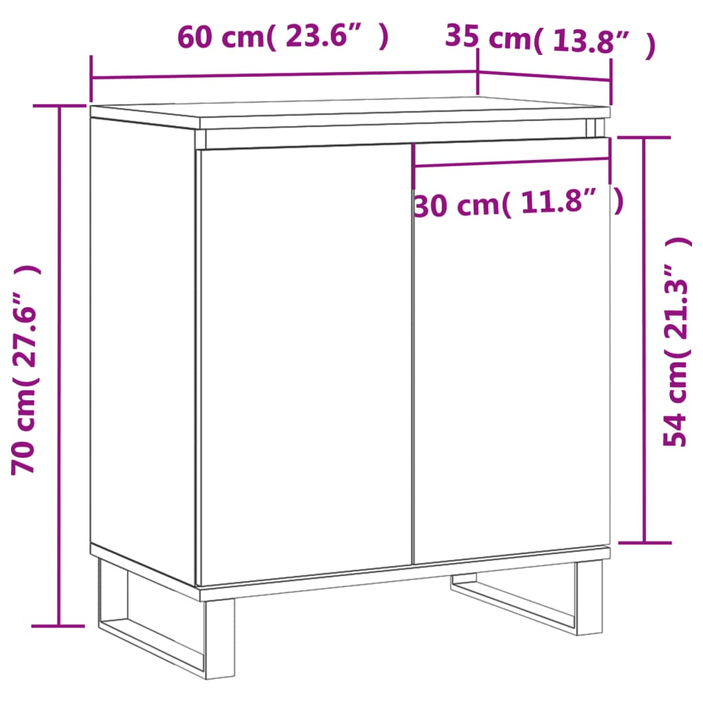 vidaXL Sideboard High Gloss White 60x35x70 cm Engineered Wood