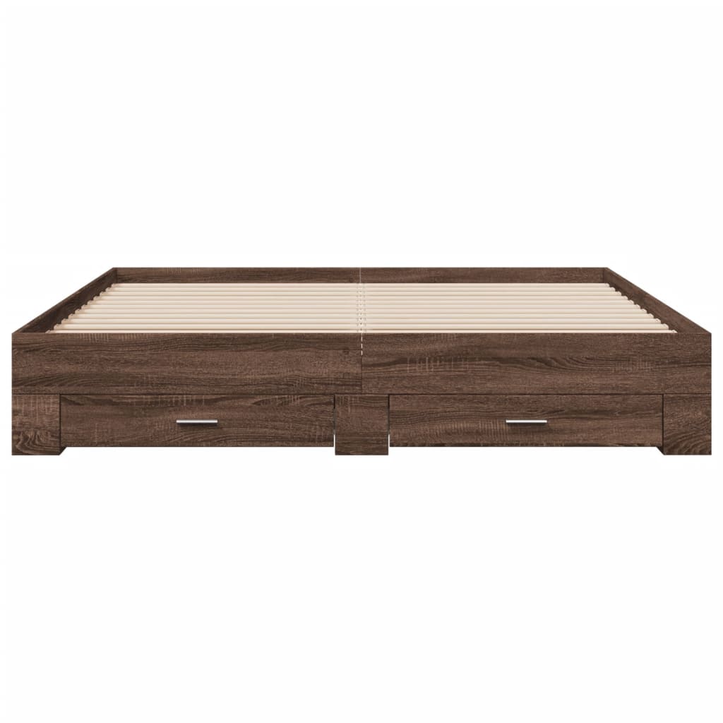 vidaXL Bed Frame with Drawers without Mattress Brown Oak 180x200 cm Super King