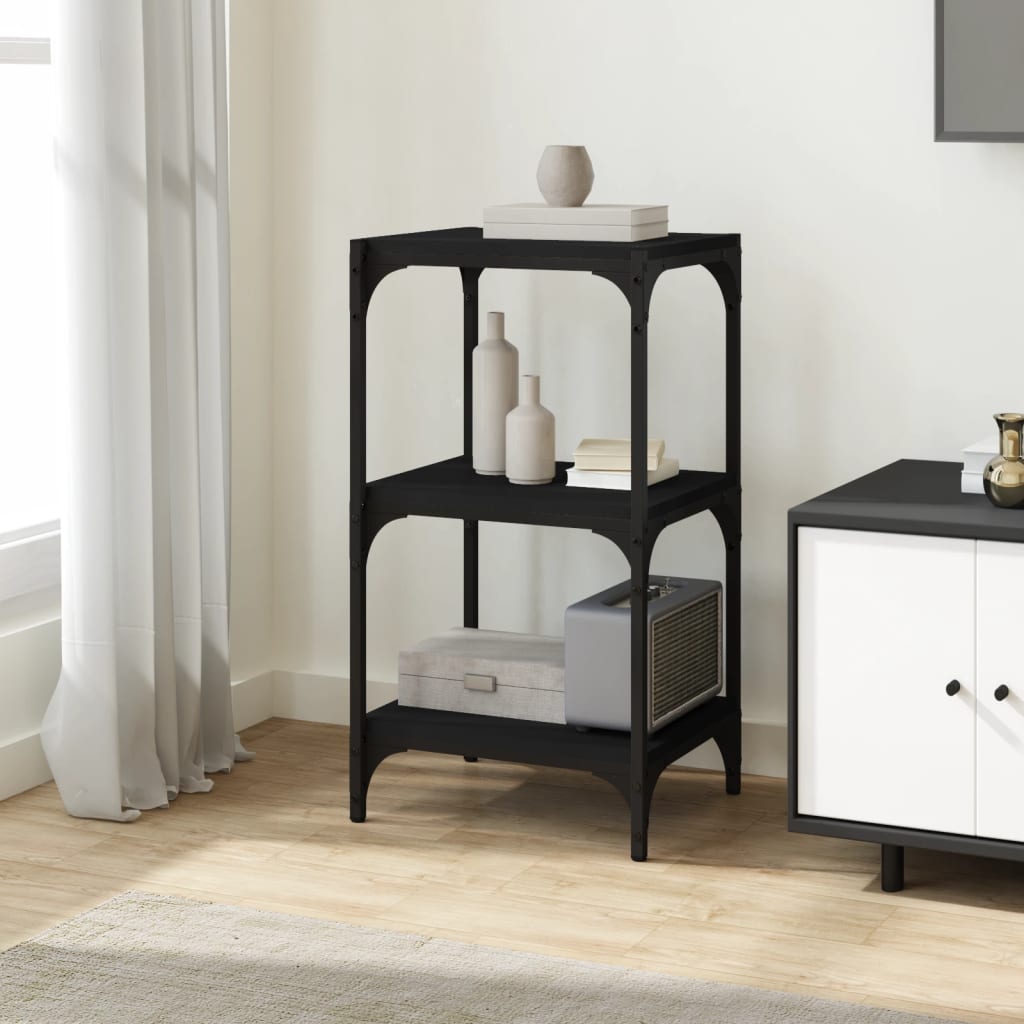 vidaXL Book Cabinet Black 40x33x70.5 cm Engineered Wood and Steel