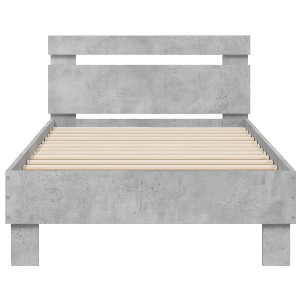 vidaXL Bed Frame without Mattress with Headboard Concrete Grey 90x190 cm Single