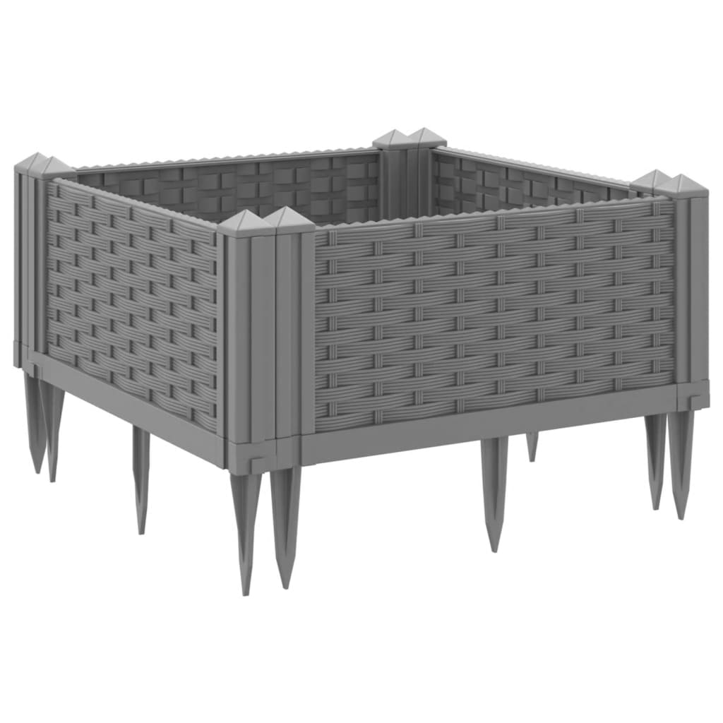 vidaXL Garden Planter with Pegs Light Grey 42.5x42.5x28.5 cm PP