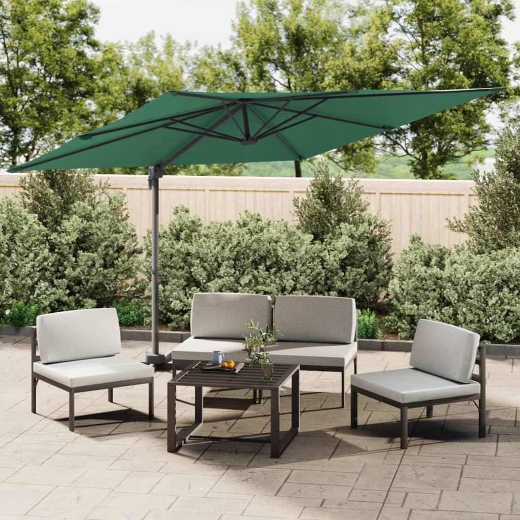 vidaXL LED Cantilever Garden Parasol Green 400x300 cm