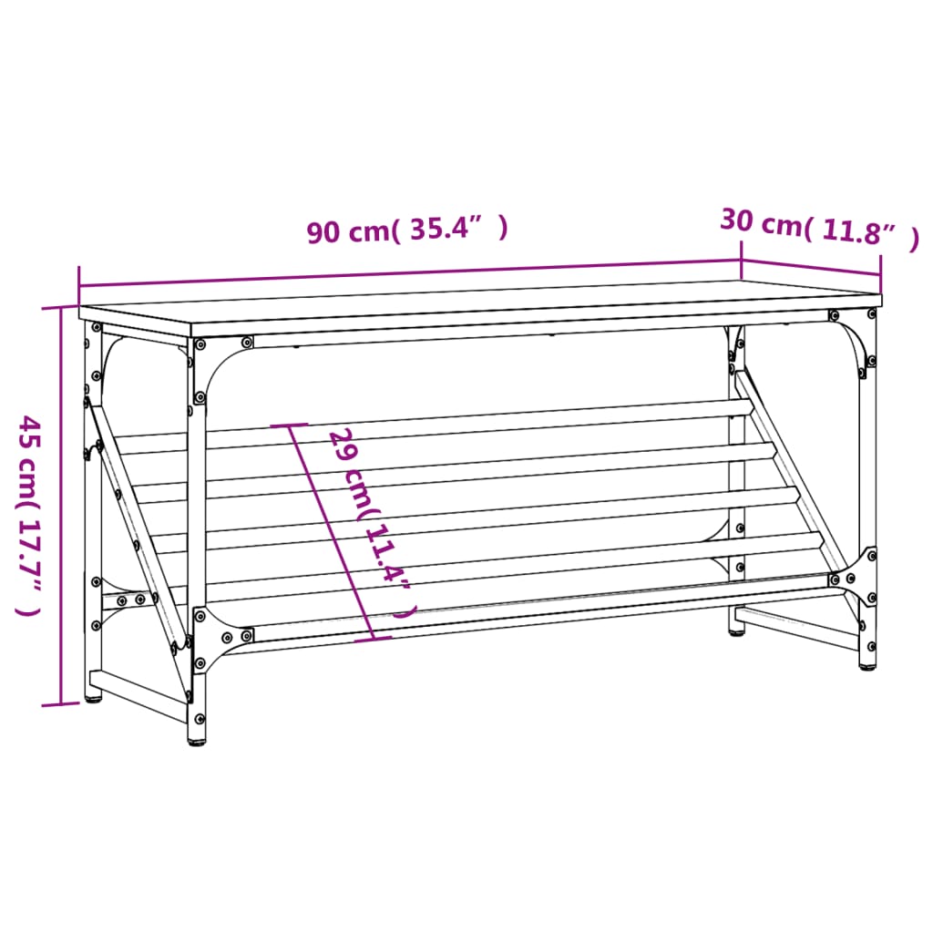 vidaXL Shoe Rack Sonoma Oak 90x30x45 cm Engineered Wood