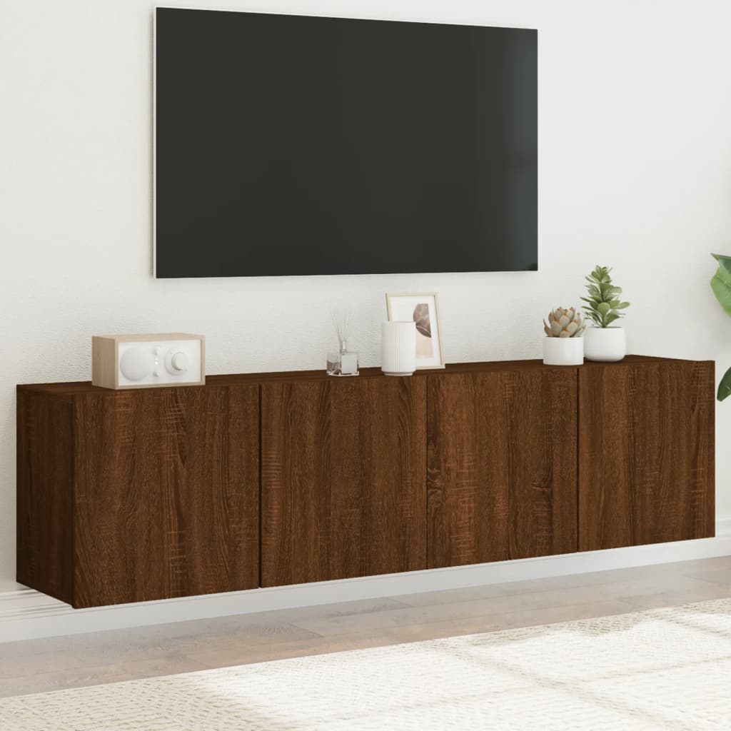 vidaXL TV Cabinets Wall-mounted 2 pcs Brown Oak 80x30x41 cm