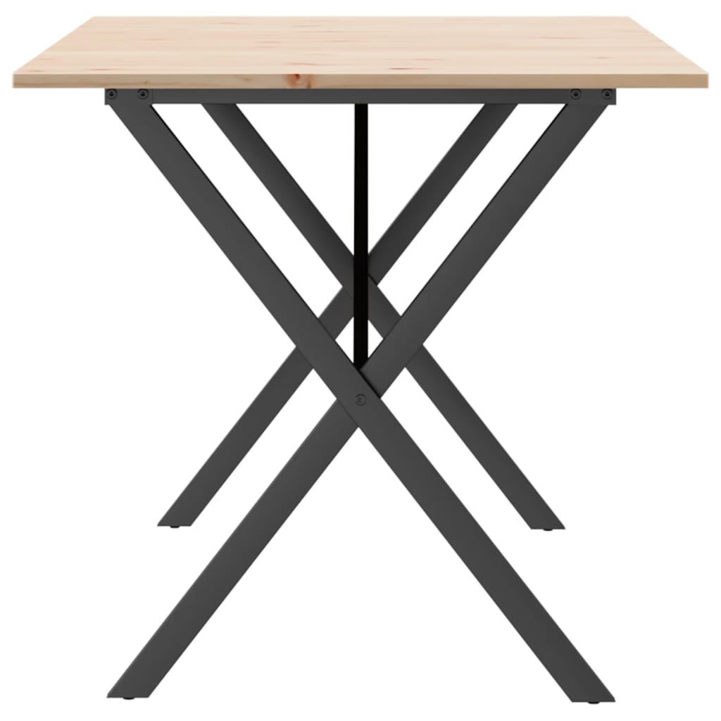 vidaXL Dining Table X-Frame 140x80x75 cm Solid Wood Pine and Cast Iron