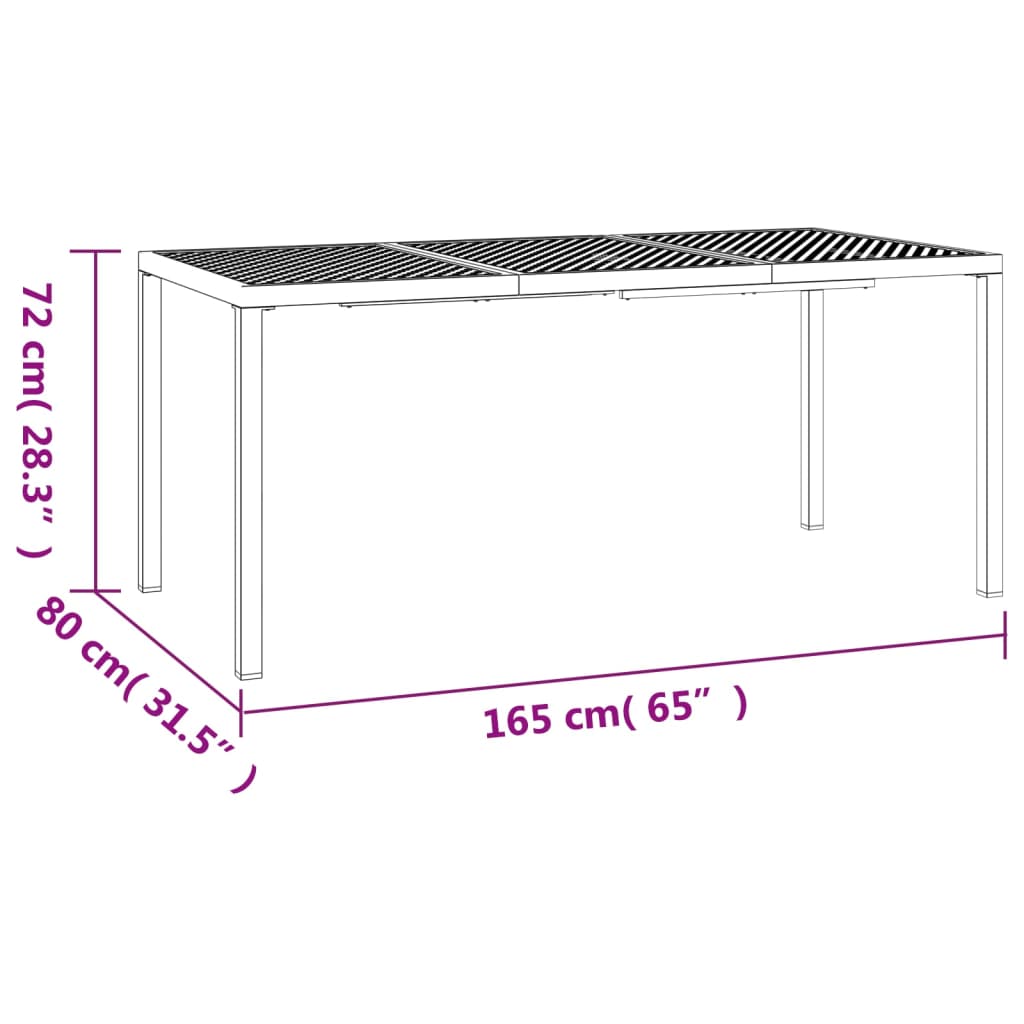 vidaXL Garden Table Anthracite 165x80x72 cm Steel