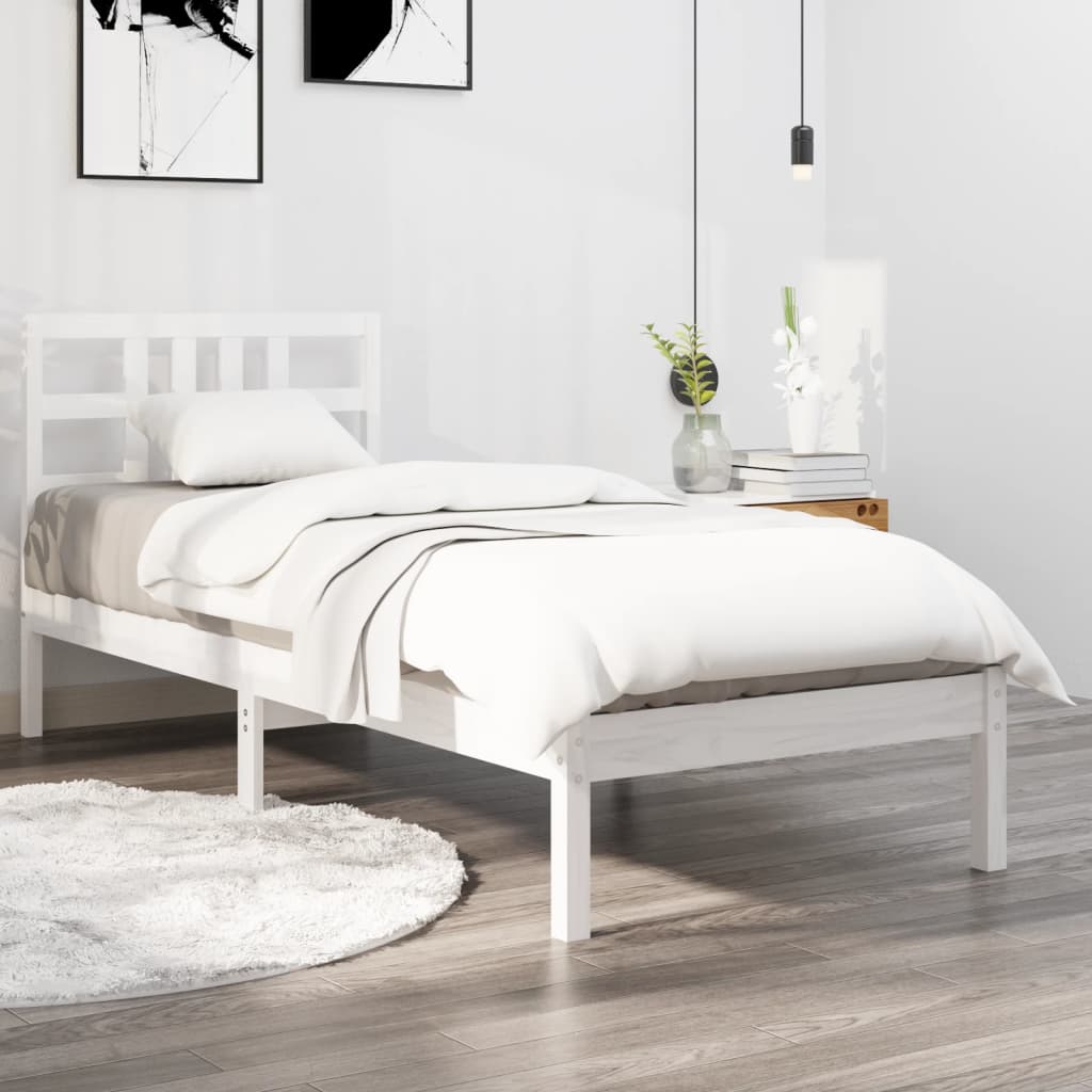 vidaXL Bed Frame without Mattress White 90x190 cm Single Solid Wood