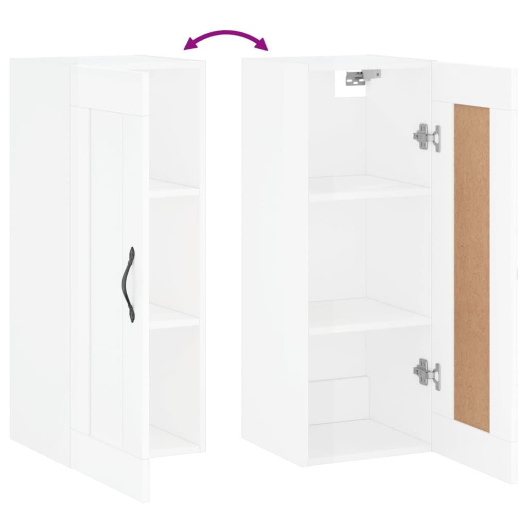 vidaXL Wall Mounted Cabinet High Gloss White 34.5x34x90 cm Engineered Wood