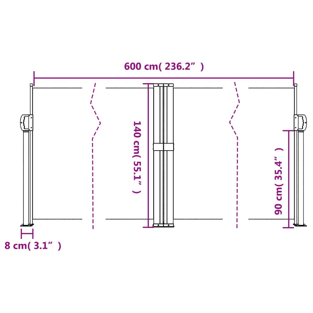 vidaXL Retractable Side Awning Blue 140x600 cm