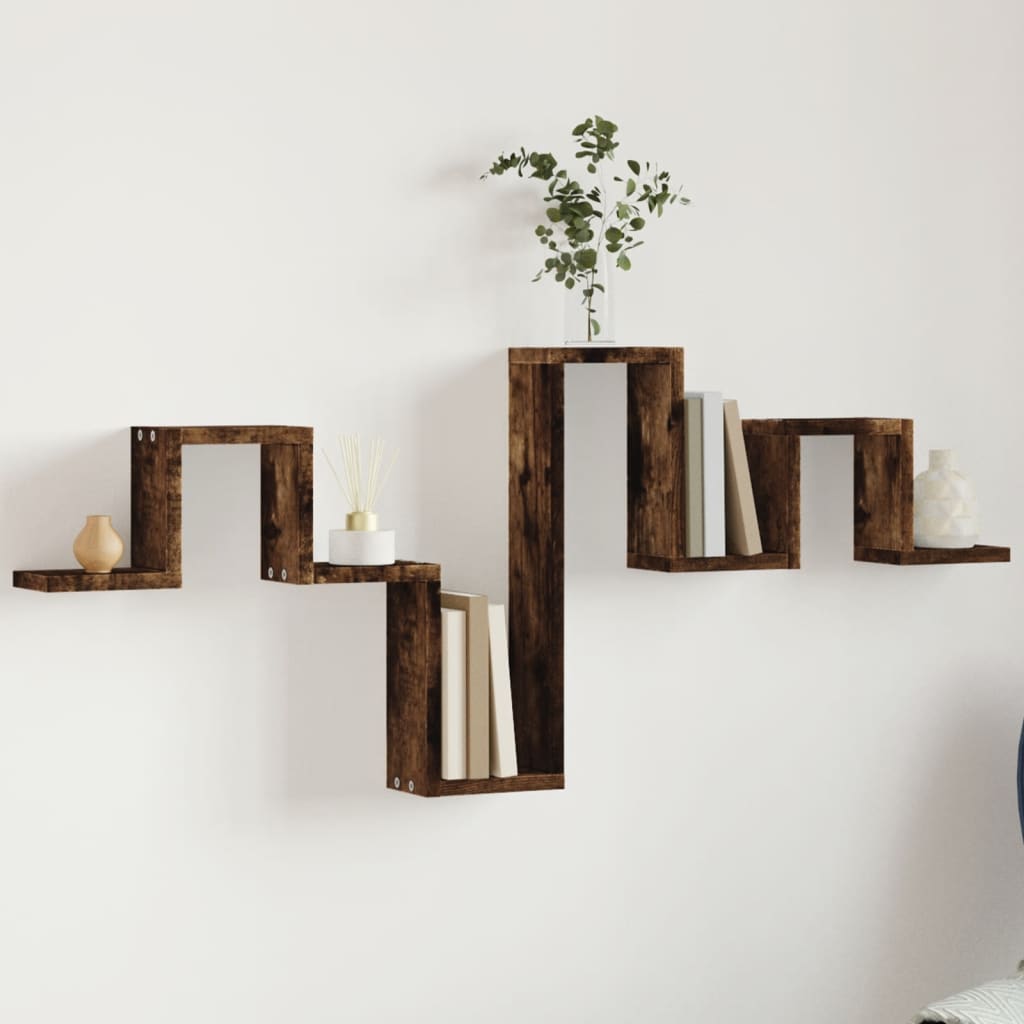 vidaXL Wall Shelf Smoked Oak 104.5x10x43 cm Engineered Wood